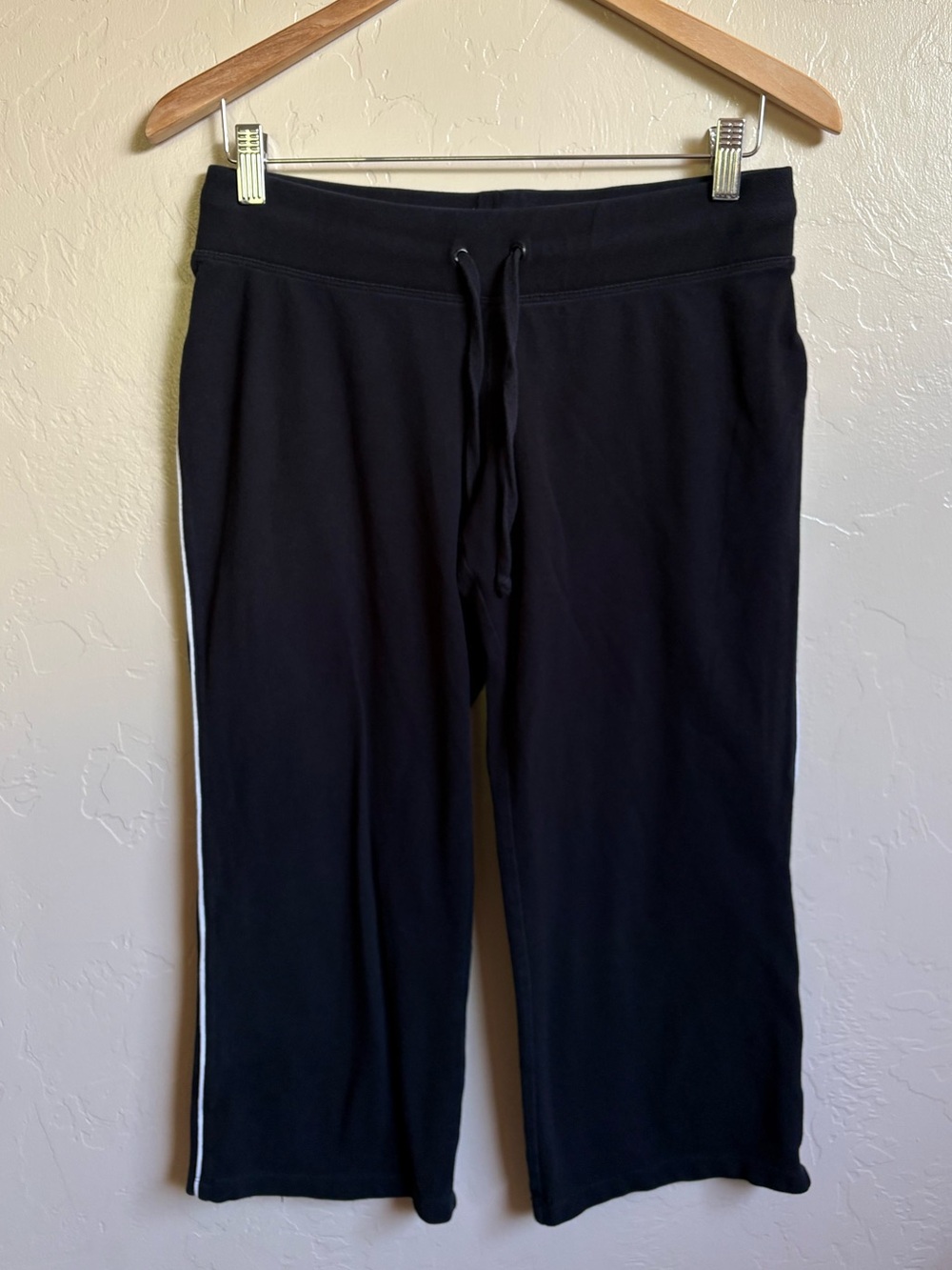 Y2K 2000s Pro Spirit Vintage Black White Stripe Drawstring Waist Capri Pants S